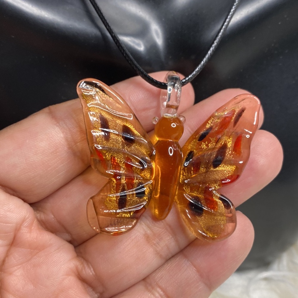 Butterfly Glass Pendant with Necklace - Picture 2 of 3